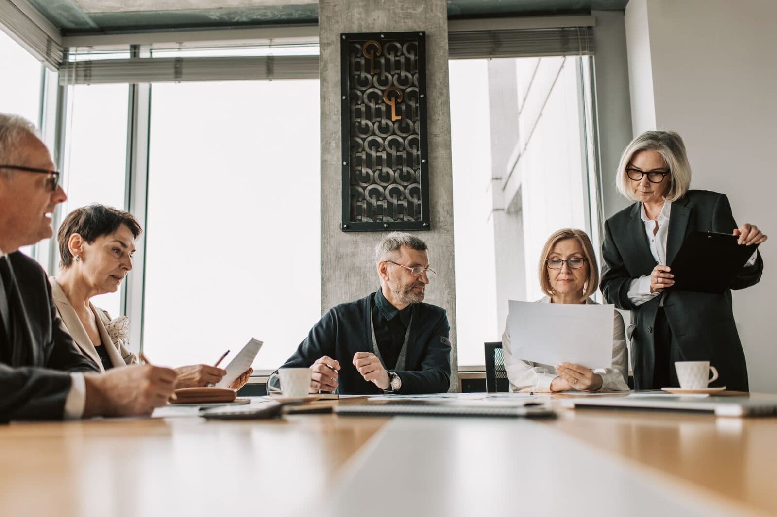 Corporate boardroom with a team in a meeting